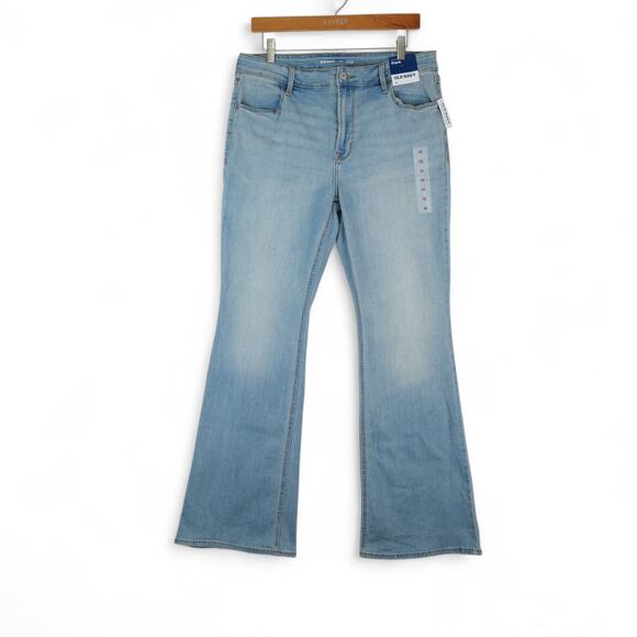 Old Navy Jeans Womens 12 Light Wash Denim High Rise Flare Stretch Y2K Casual - Picture 1 of 11